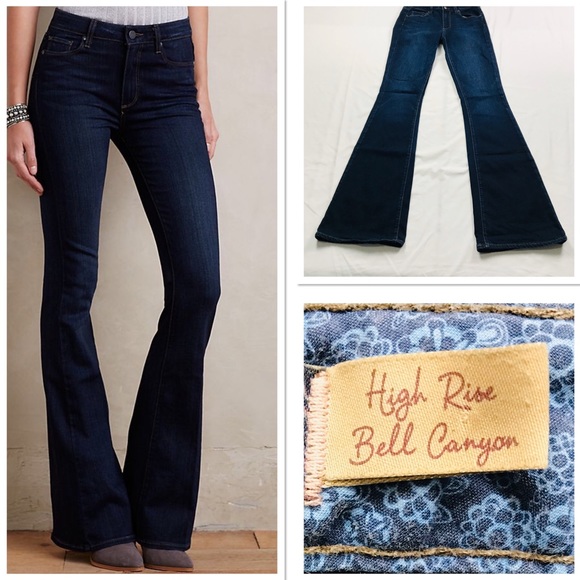 PAIGE Denim - Paige Dark Wash High Rise Bell Canyon Flair Jeans